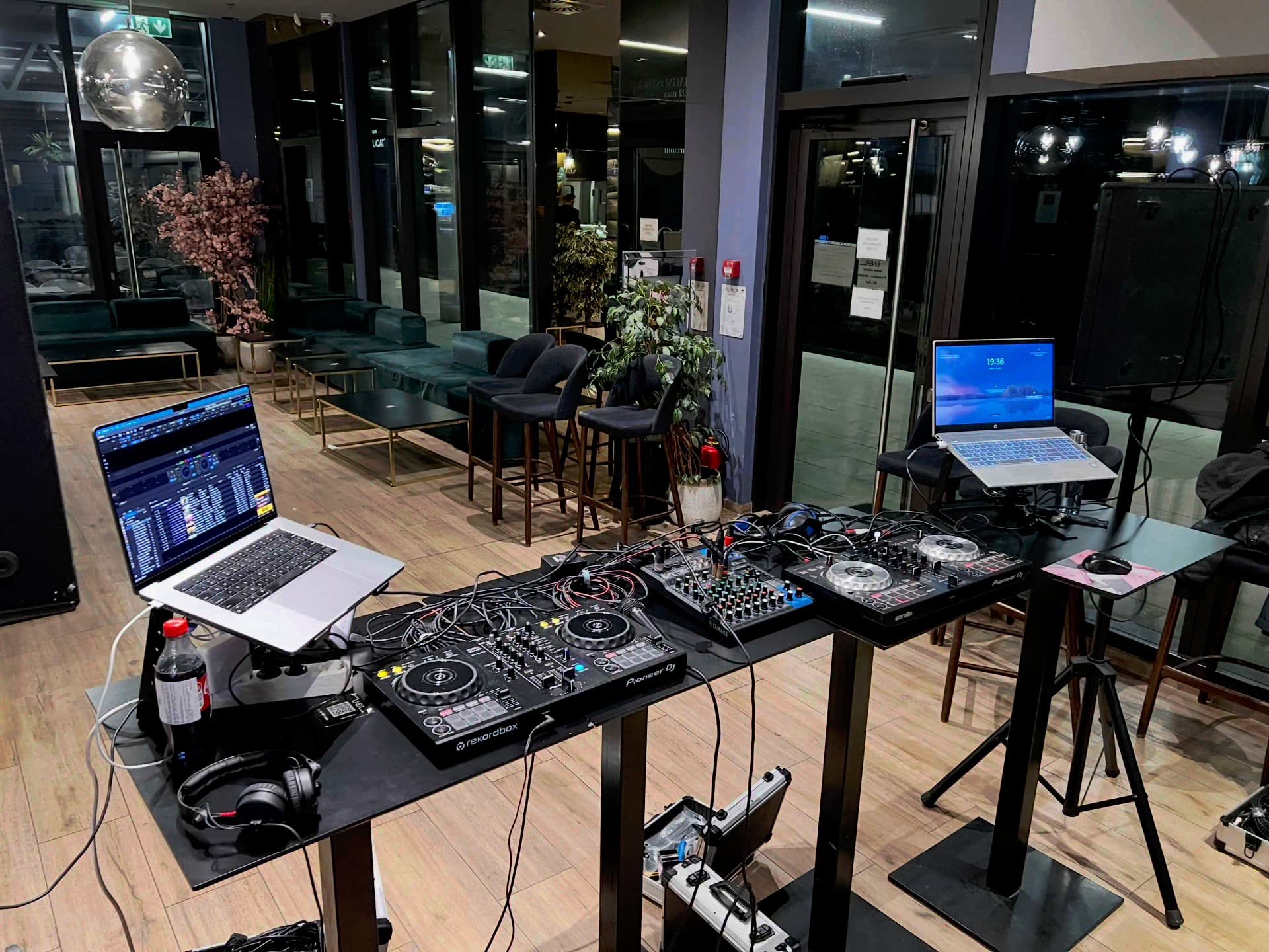 DJ Glanz booth setup at a venue