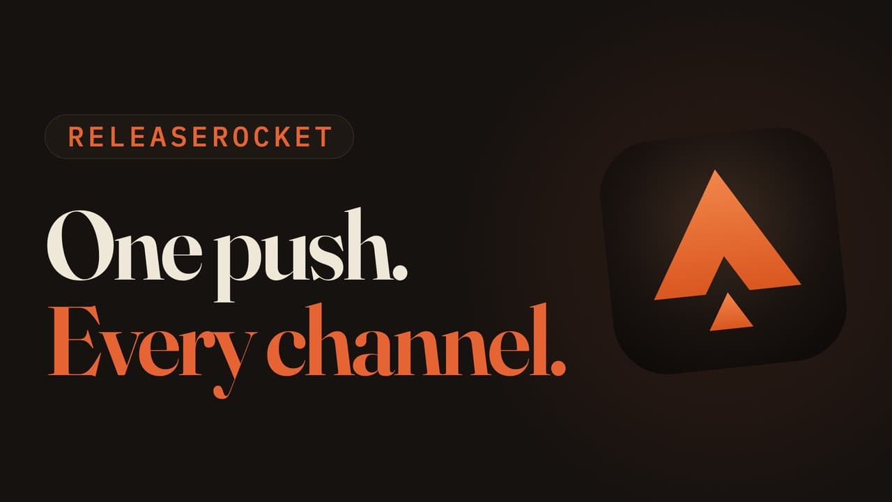 YouTube thumbnail reading One push. Every channel. next to the ReleaseRocket app icon